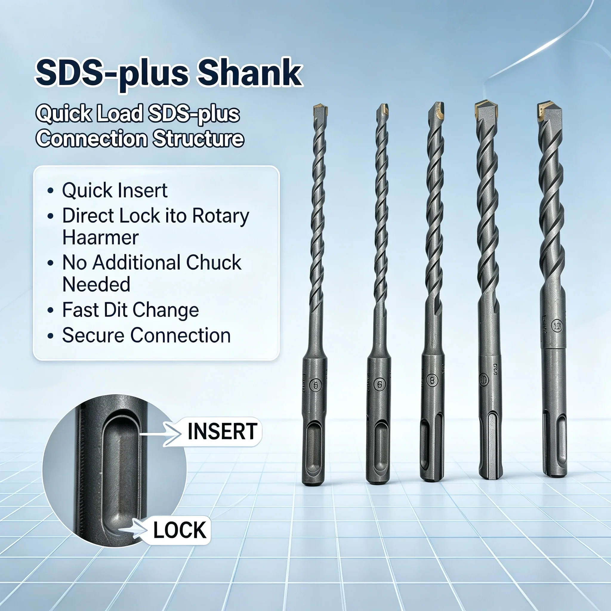 Carbide End Mill - Wiertła udarowe Bosch SDS-plus-1, 5 sztuk,